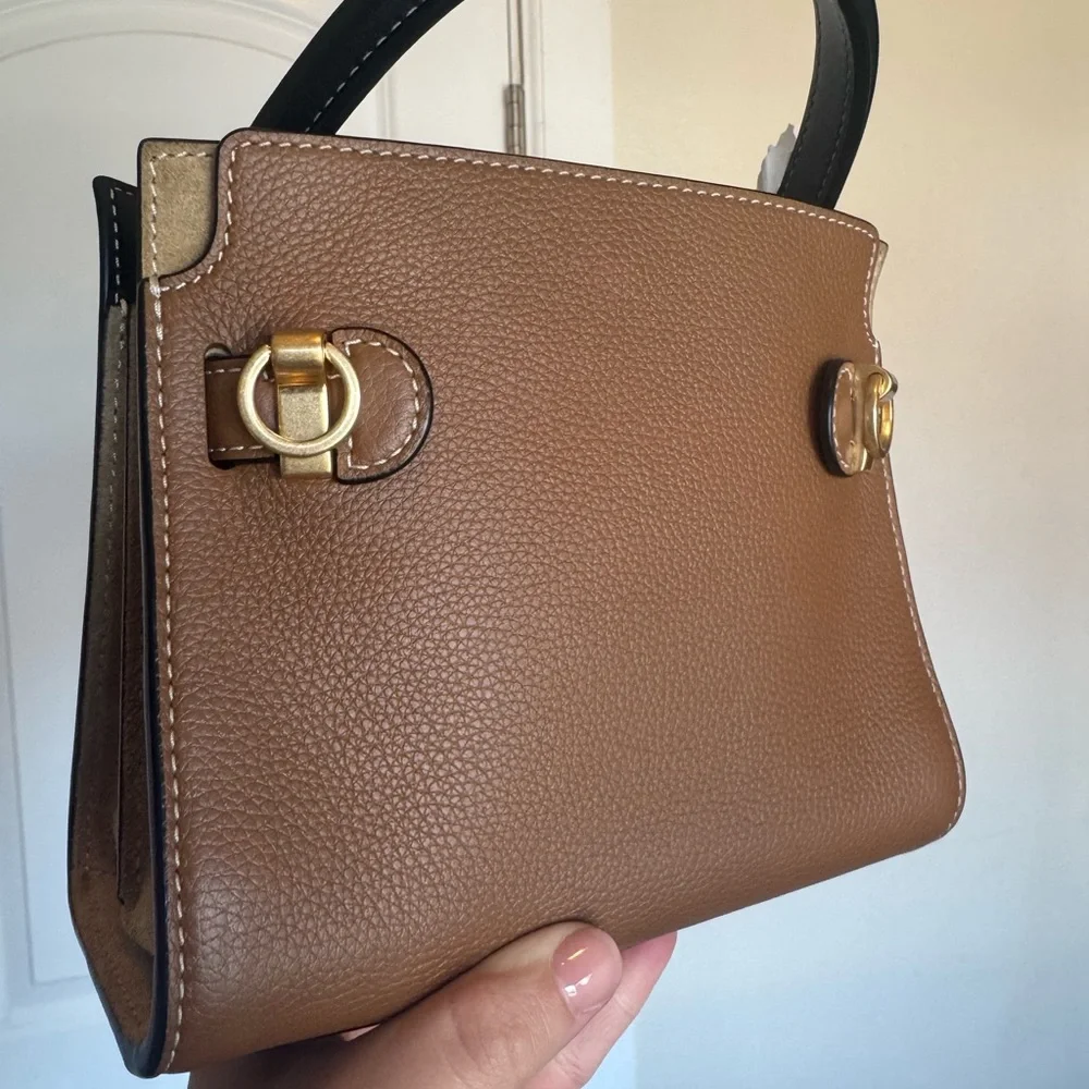 Tory Burch Brown/Black Leather Bag Lee Radiwitz Petite with Gold Hardware - Picture 3 of 16